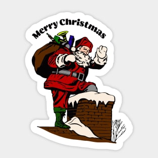 Santa Claus entering in house from Chimney Sticker